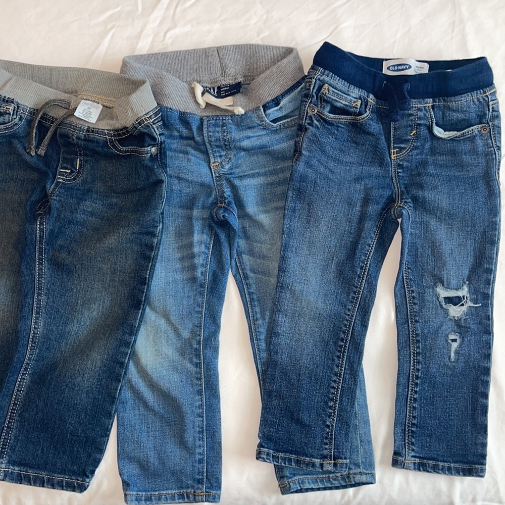 Toddler Boy jeans . Okie Dokie and Gap are 3T, Old Navy is 2T.